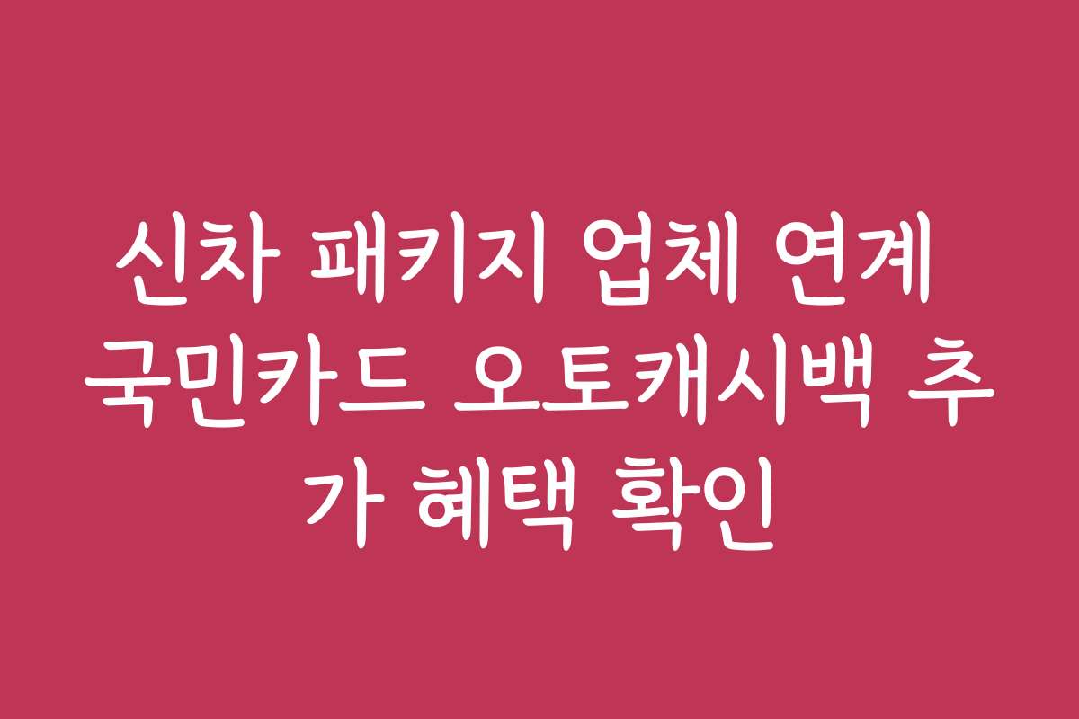 신차 패키지 업체 연계 국민카드 오토캐시백 추가 혜택 확인