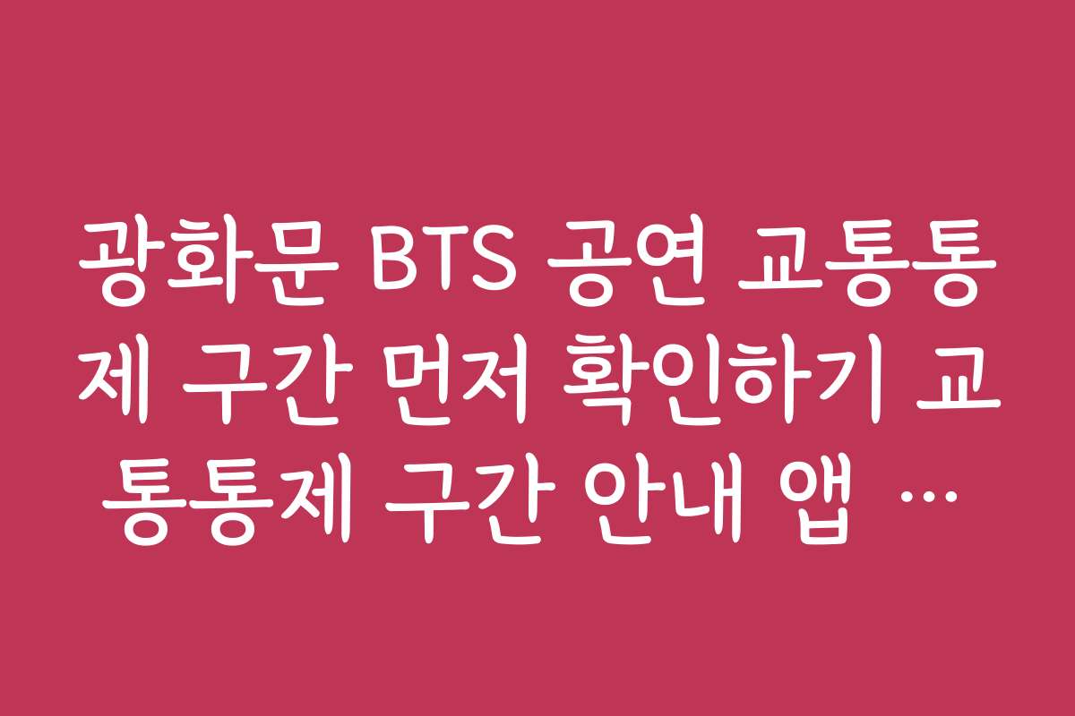 광화문 BTS 공연 교통통제 구간 먼저 확인하기 교통통제 구간 안내 앱 추천과 사용법