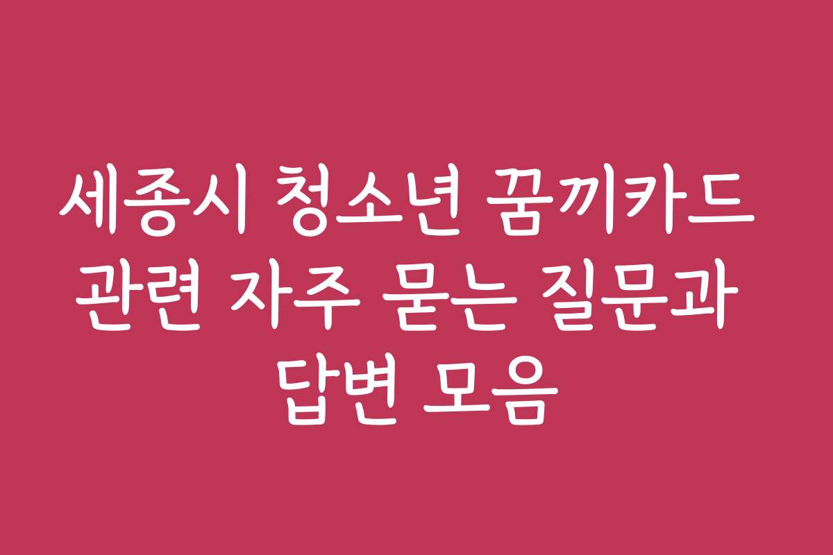 세종시 청소년 꿈끼카드 관련 자주 묻는 질문과 답변 모음