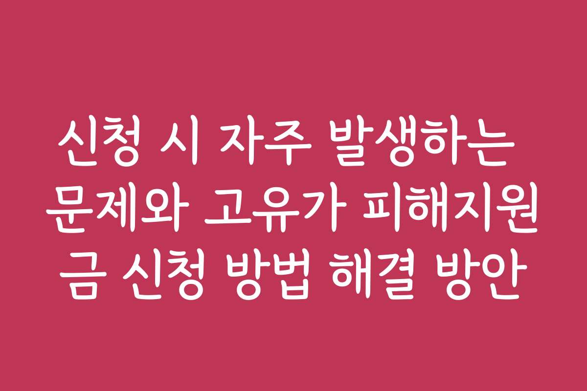 신청 시 자주 발생하는 문제와 고유가 피해지원금 신청 방법 해결 방안