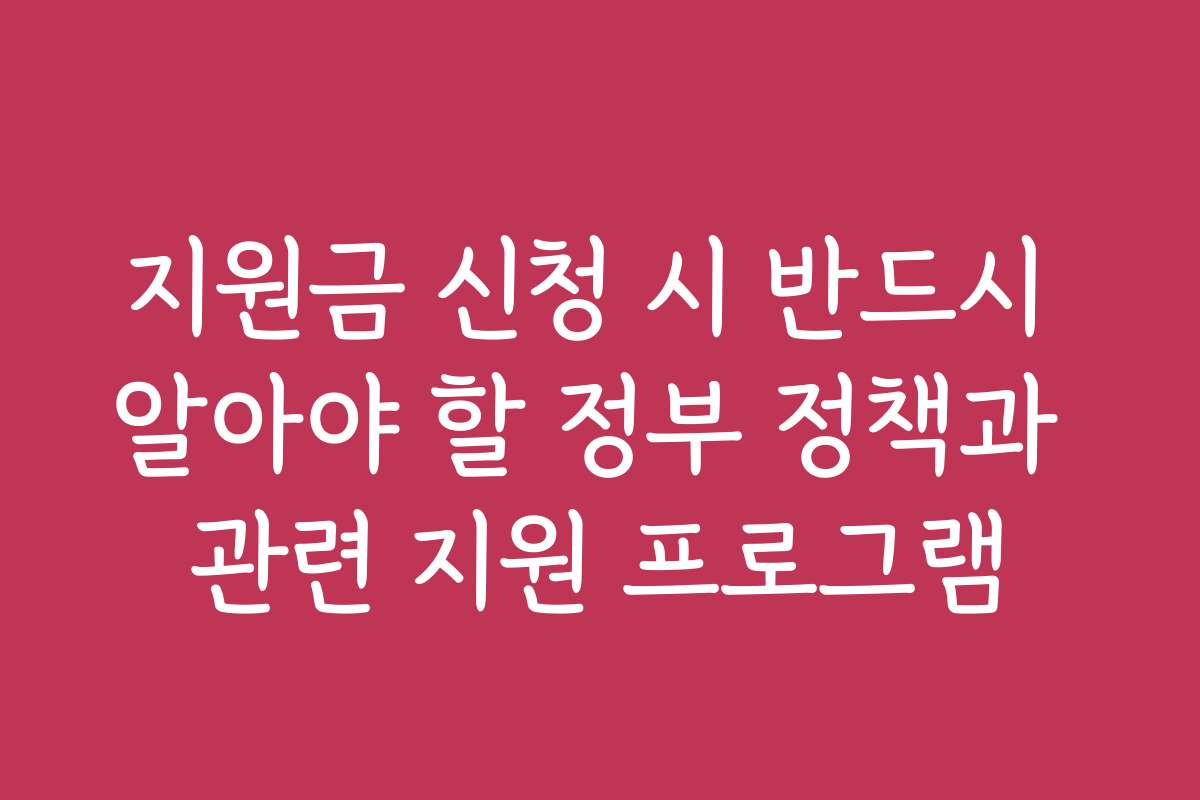 지원금 신청 시 반드시 알아야 할 정부 정책과 관련 지원 프로그램