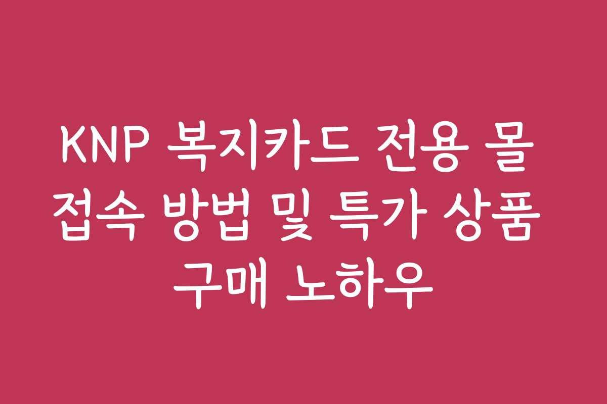 KNP 복지카드 전용 몰 접속 방법 및 특가 상품 구매 노하우