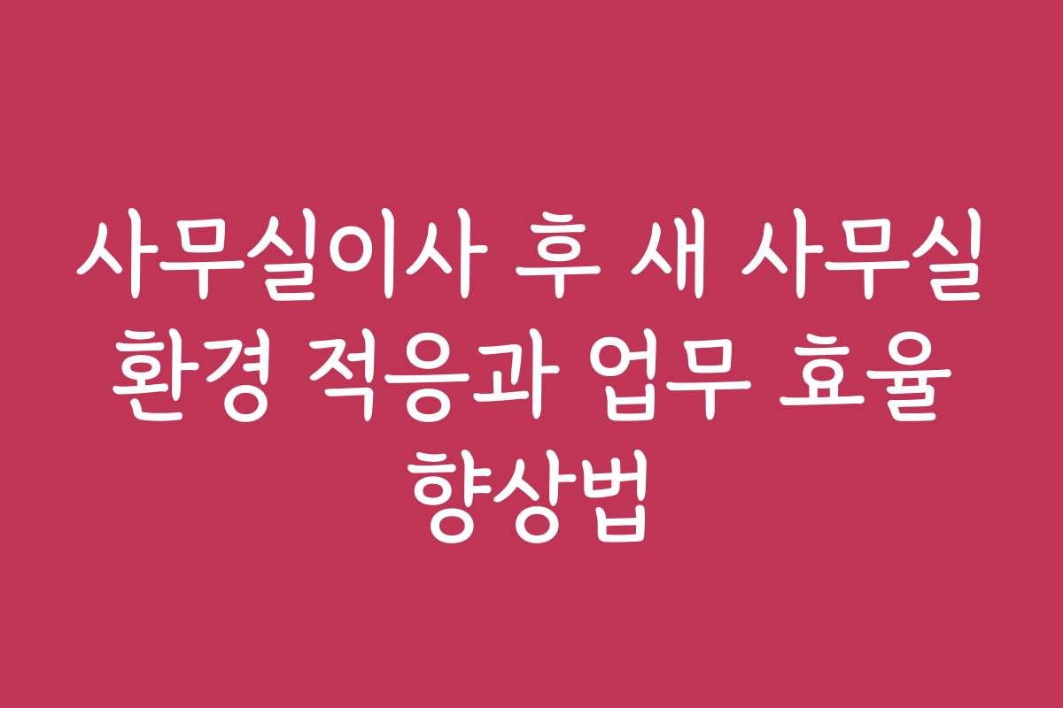 사무실이사 후 새 사무실 환경 적응과 업무 효율 향상법