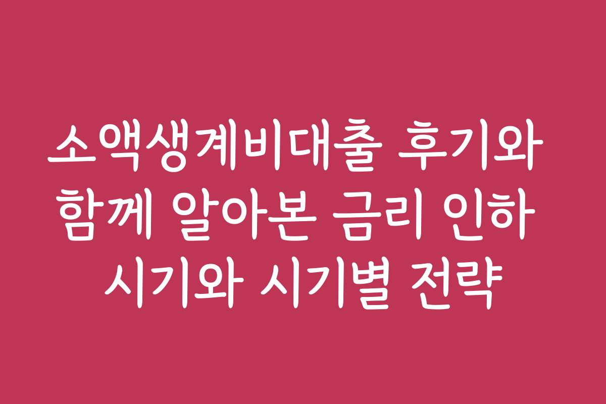 소액생계비대출 후기와 함께 알아본 금리 인하 시기와 시기별 전략