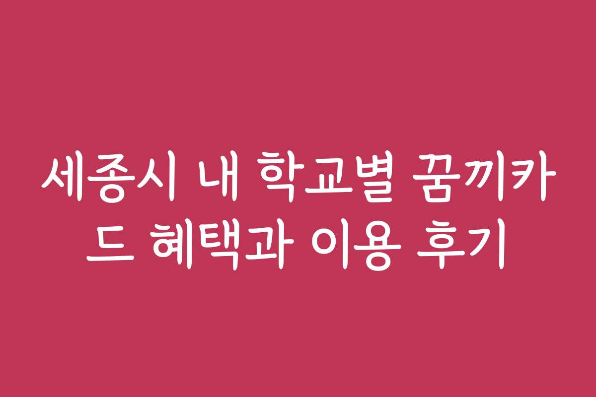 세종시 내 학교별 꿈끼카드 혜택과 이용 후기