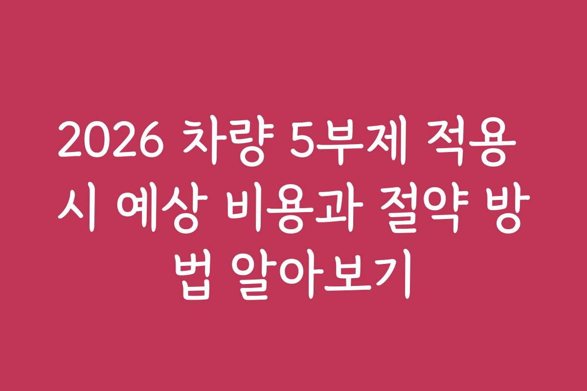2026 차량 5부제 적용 시 예상 비용과 절약 방법 알아보기