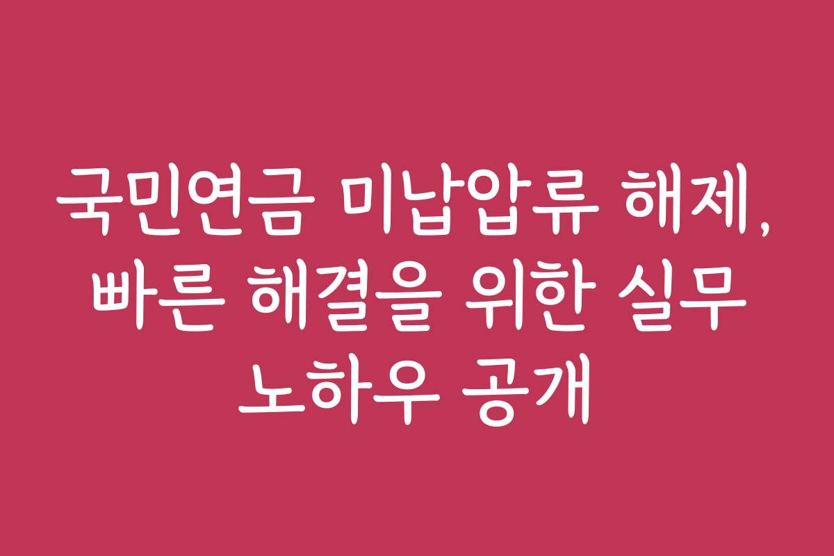 국민연금 미납압류 해제, 빠른 해결을 위한 실무 노하우 공개