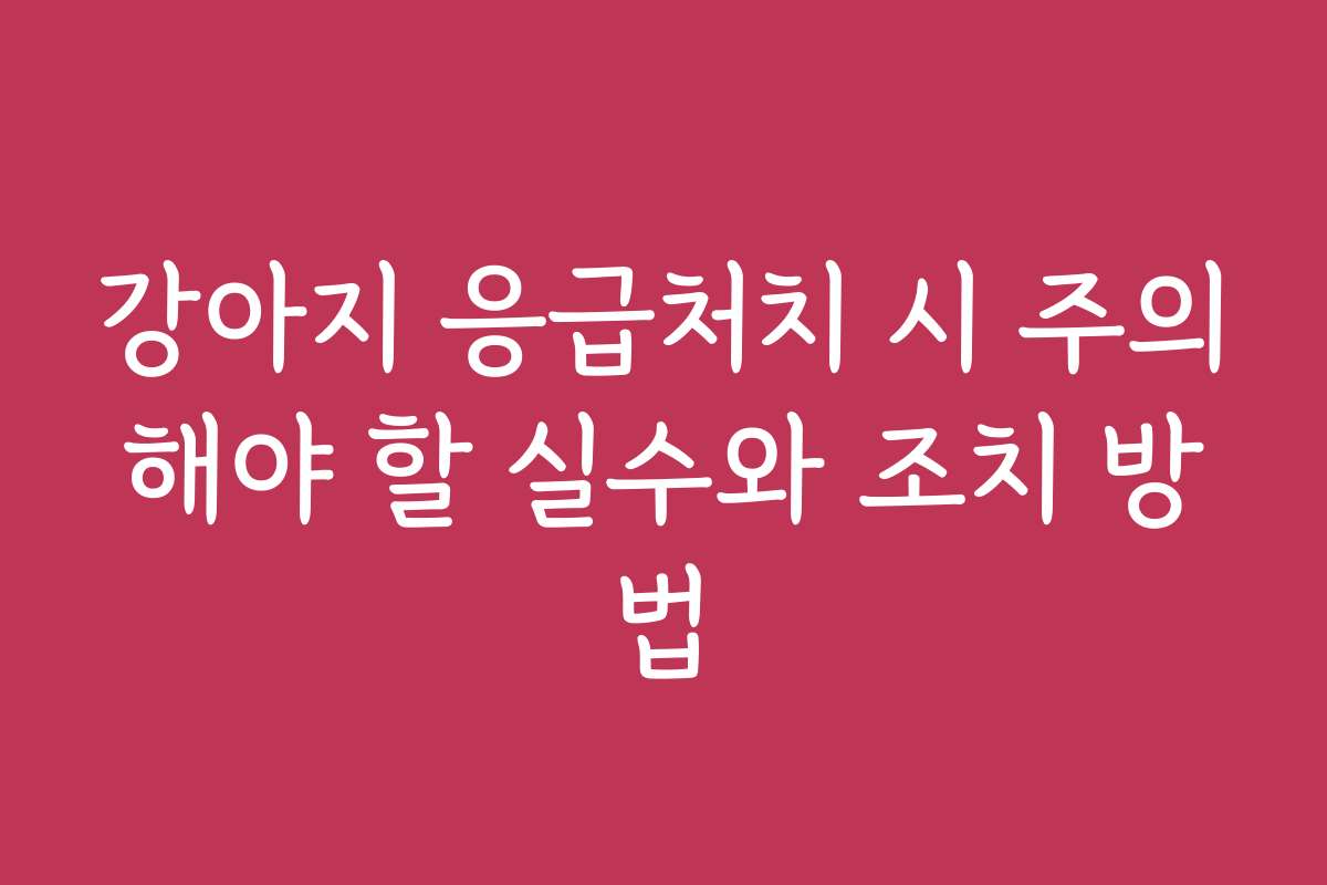 강아지 응급처치 시 주의해야 할 실수와 조치 방법