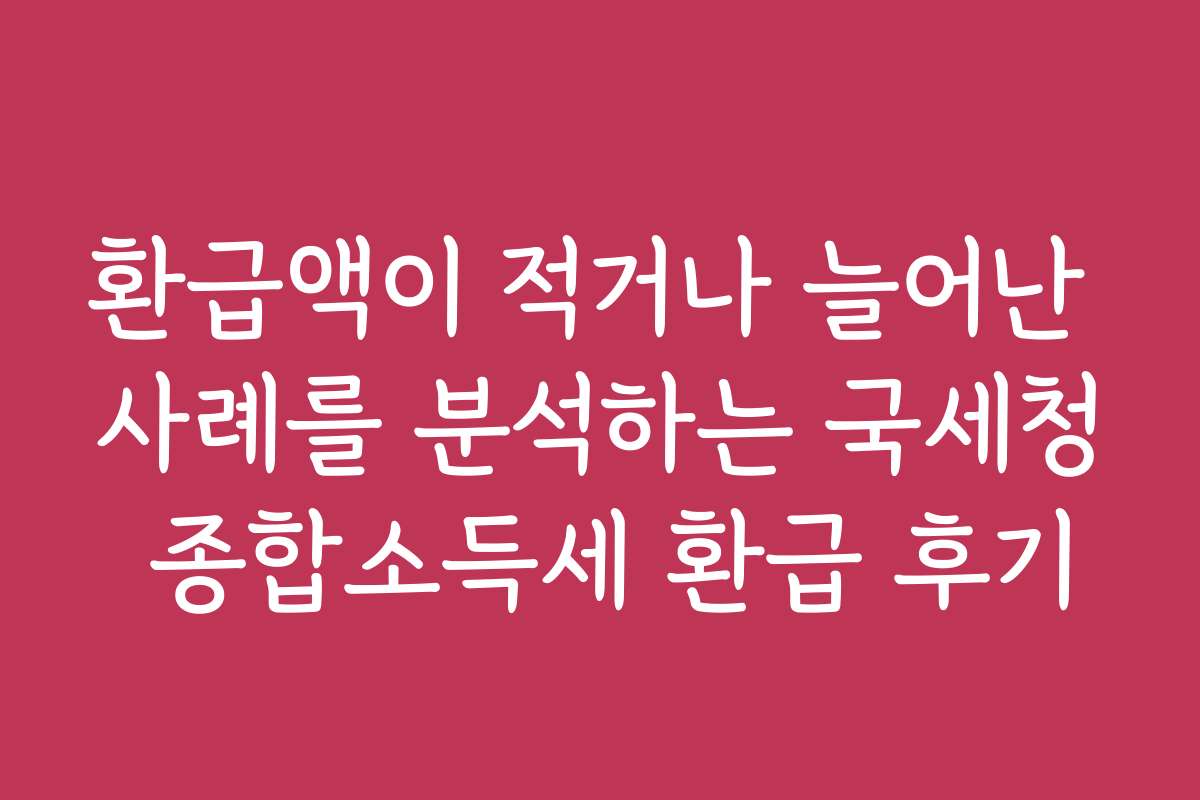 환급액이 적거나 늘어난 사례를 분석하는 국세청 종합소득세 환급 후기