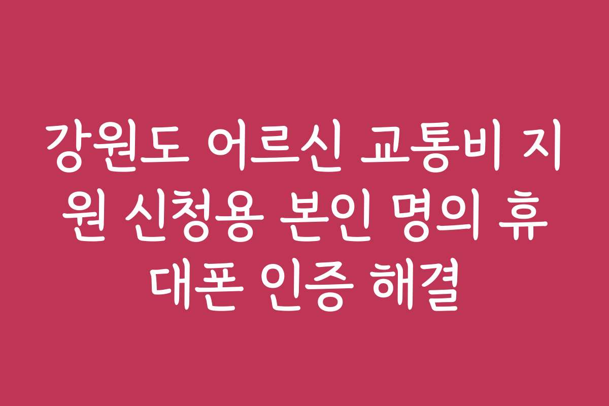 강원도 어르신 교통비 지원 신청용 본인 명의 휴대폰 인증 해결