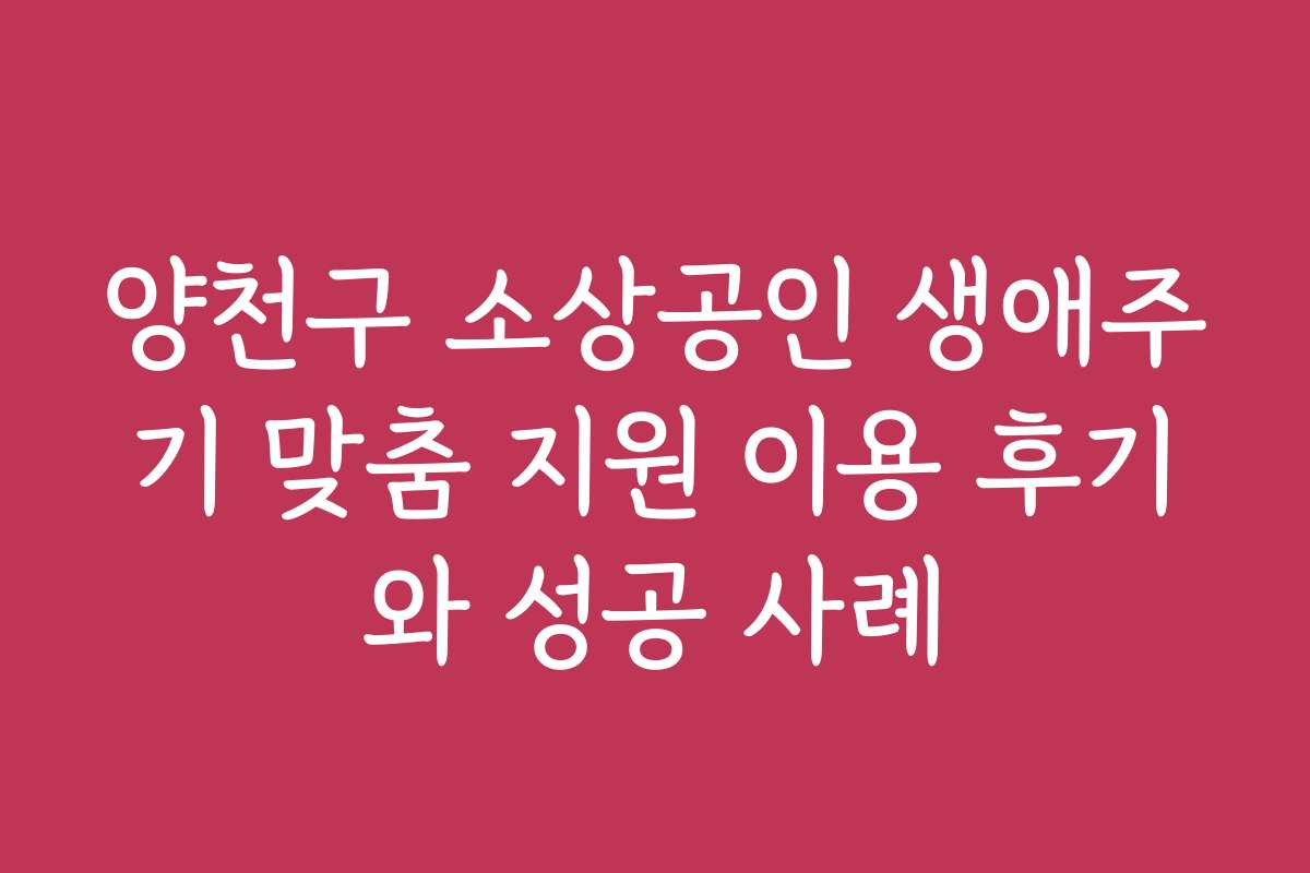 양천구 소상공인 생애주기 맞춤 지원 이용 후기와 성공 사례