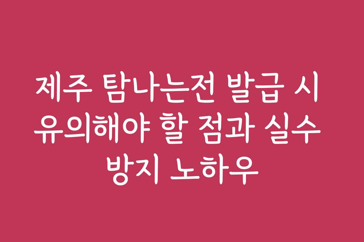 제주 탐나는전 발급 시 유의해야 할 점과 실수 방지 노하우