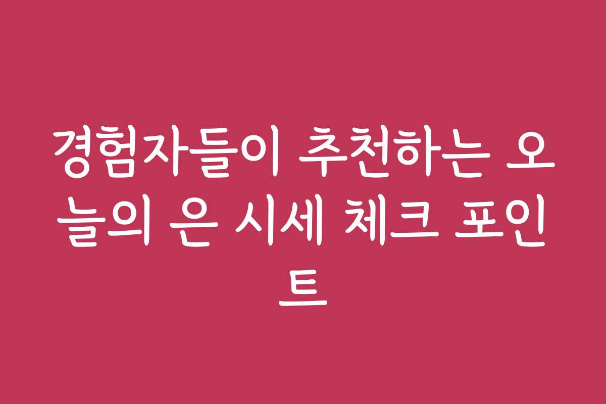 경험자들이 추천하는 오늘의 은 시세 체크 포인트