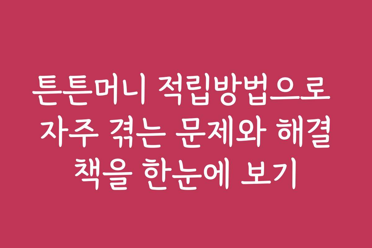 튼튼머니 적립방법으로 자주 겪는 문제와 해결책을 한눈에 보기