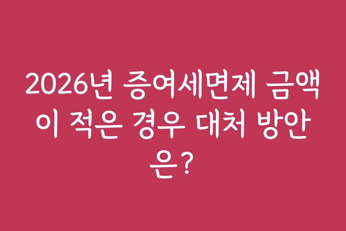2026년 증여세면제 금액이 적은 경우 대처 방안은?