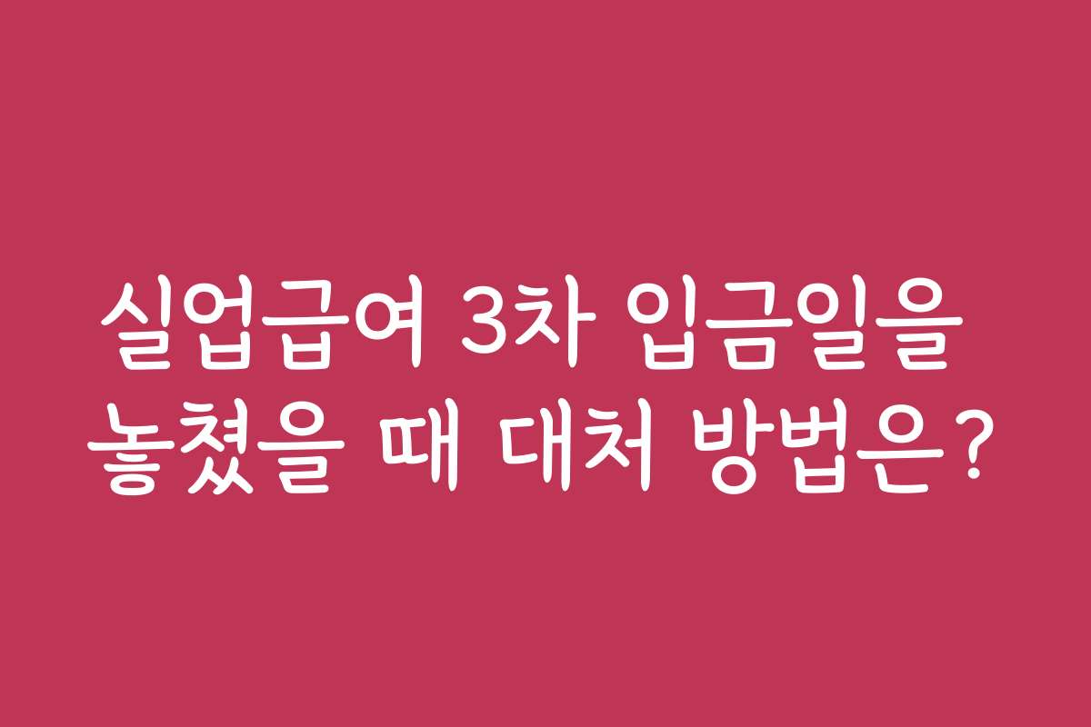 실업급여 3차 입금일을 놓쳤을 때 대처 방법은?