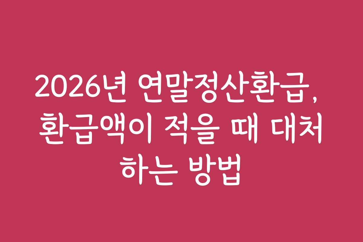 2026년 연말정산환급, 환급액이 적을 때 대처하는 방법