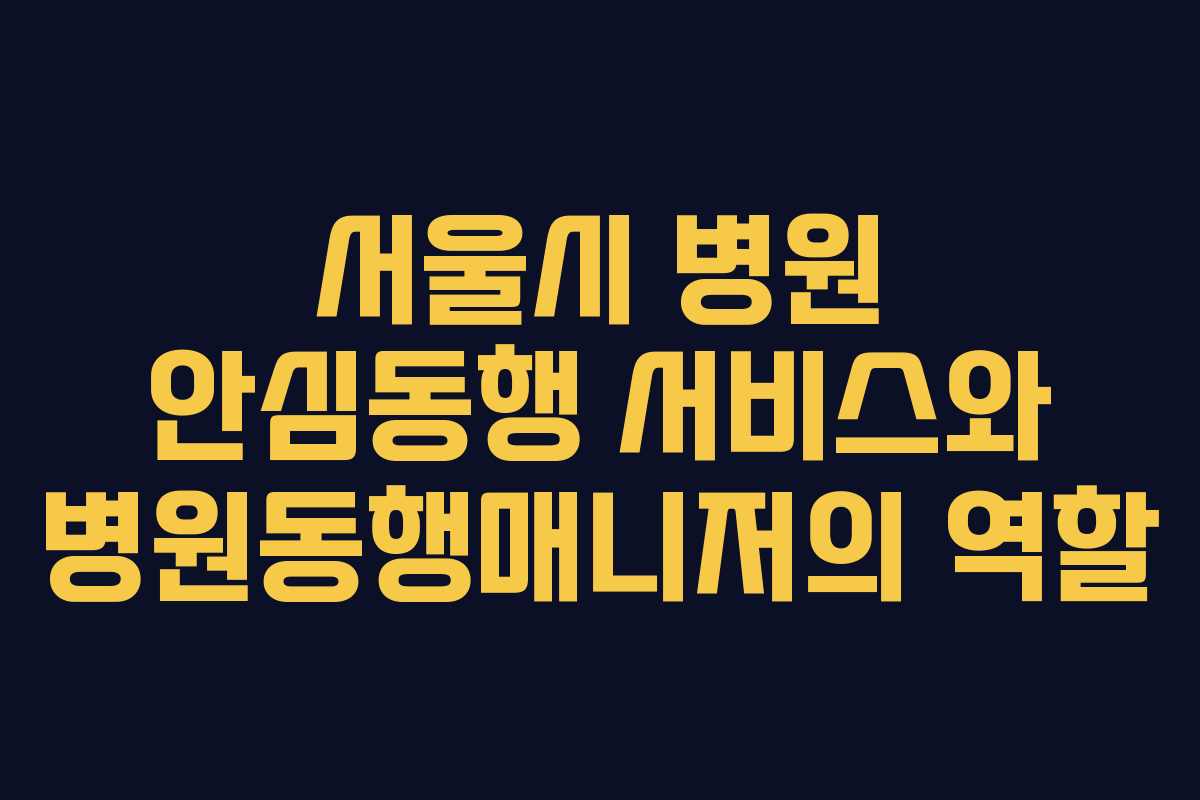 서울시 병원 안심동행 서비스와 병원동행매니저의 역할 서울시 병원 안심동행 서비스와 병원동행매니저의 역할