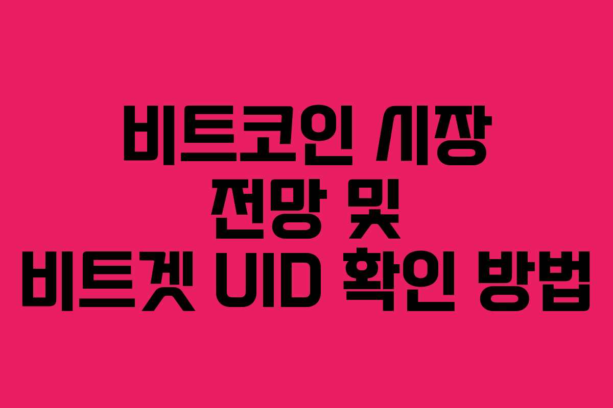 비트코인 시장 전망 및 비트겟 UID 확인 방법