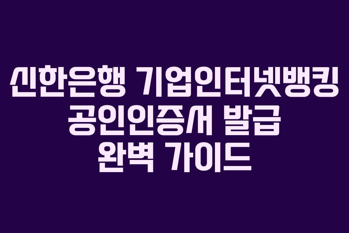 신한은행 기업인터넷뱅킹 공인인증서 발급 완벽 가이드