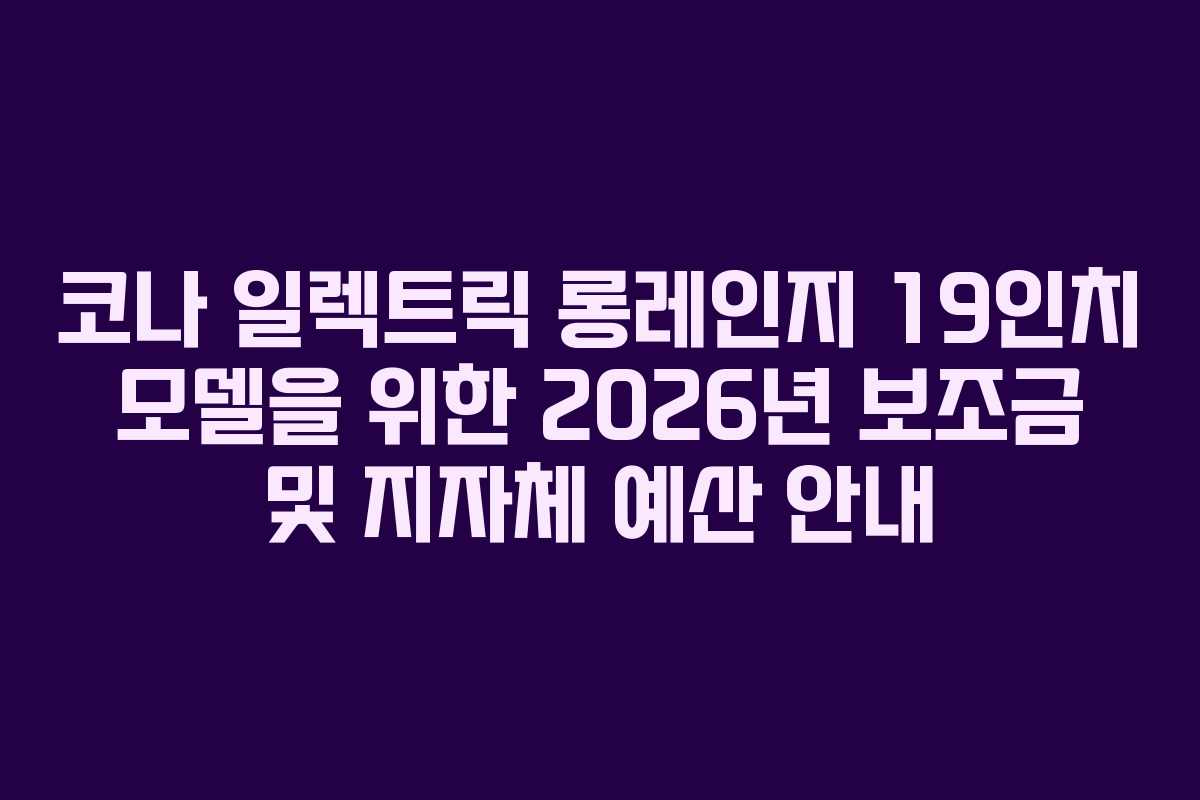 코나 일렉트릭 롱레인지 19인치 모델을 위한 2026년 보조금 및 지자체 예산 안내