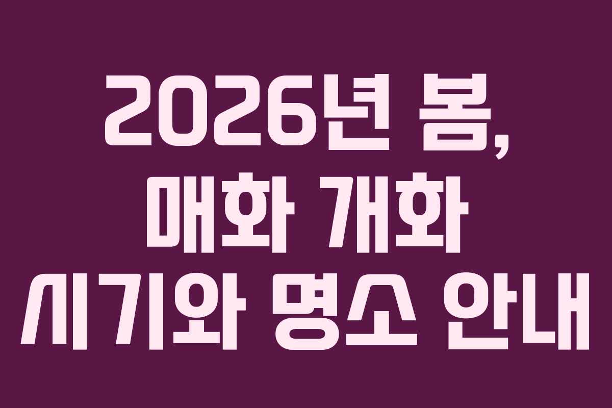 2026년 봄, 매화 개화 시기와 명소 안내 2026년 봄, 매화 개화 시기와 명소 안내
