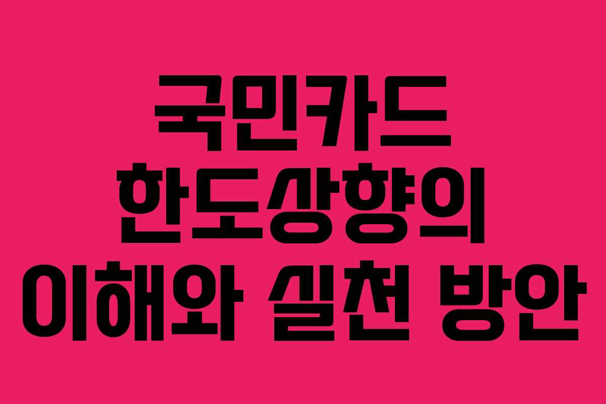 국민카드 한도상향의 이해와 실천 방안 국민카드 한도상향의 이해와 실천 방안