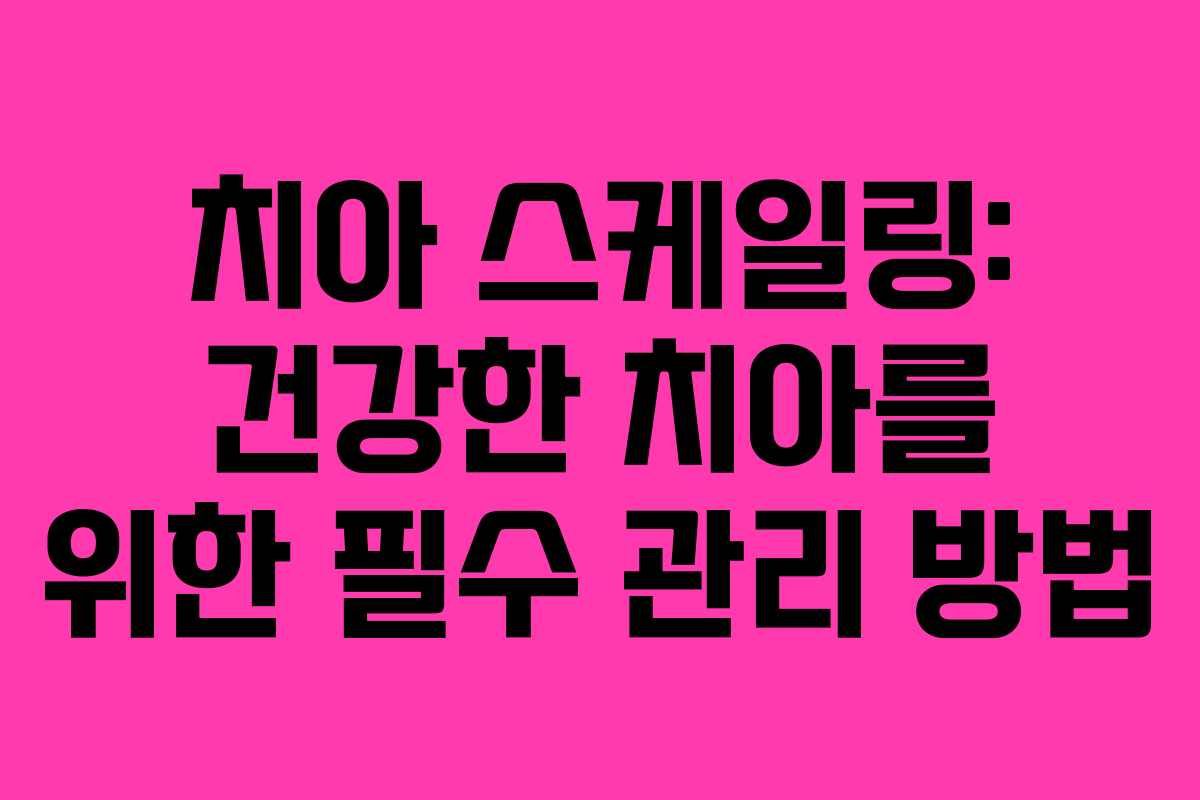 치아 스케일링: 건강한 치아를 위한 필수 관리 방법
