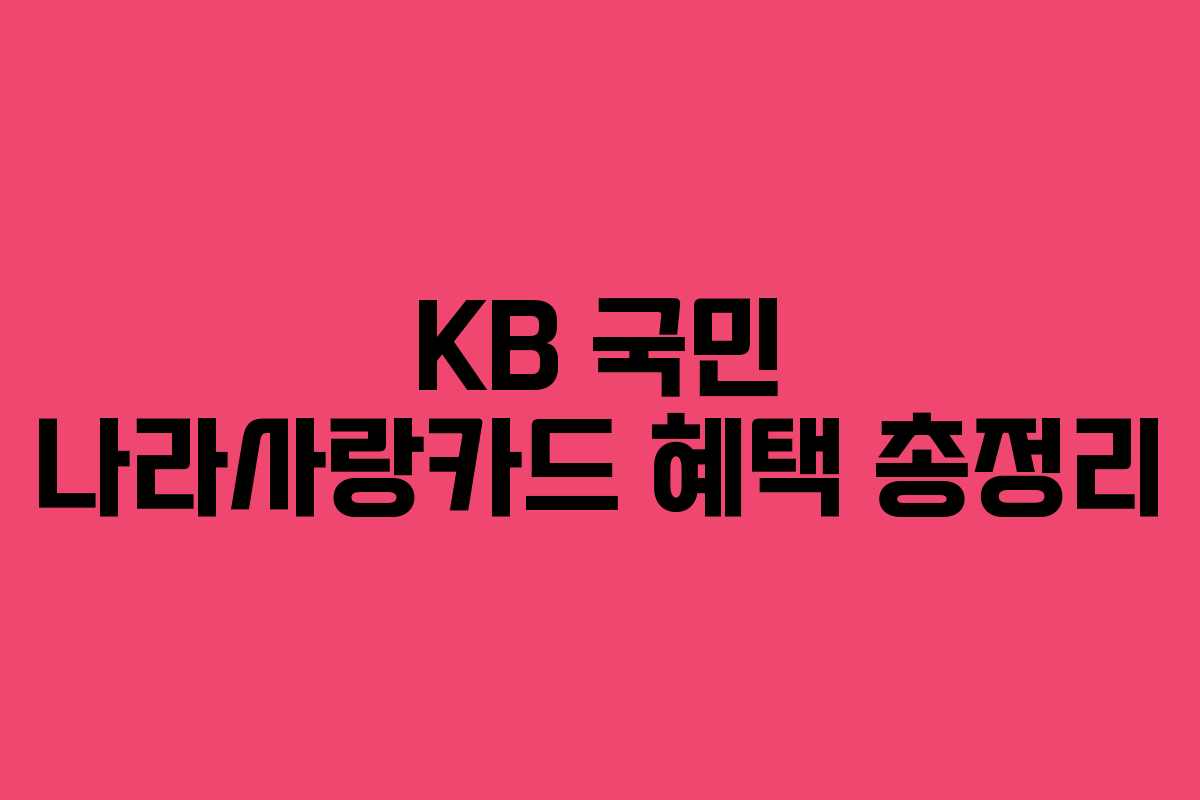 KB 국민 나라사랑카드 혜택 총정리