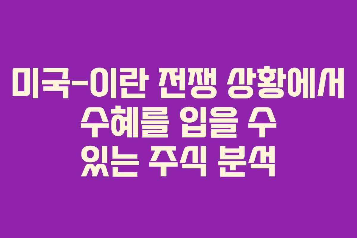 미국-이란 전쟁 상황에서 수혜를 입을 수 있는 주식 분석