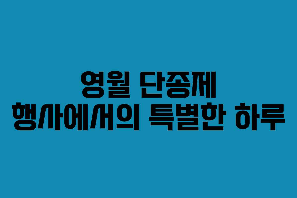 영월 단종제 행사에서의 특별한 하루