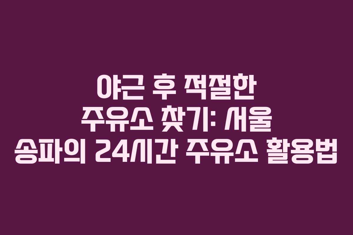 야근 후 적절한 주유소 찾기: 서울 송파의 24시간 주유소 활용법