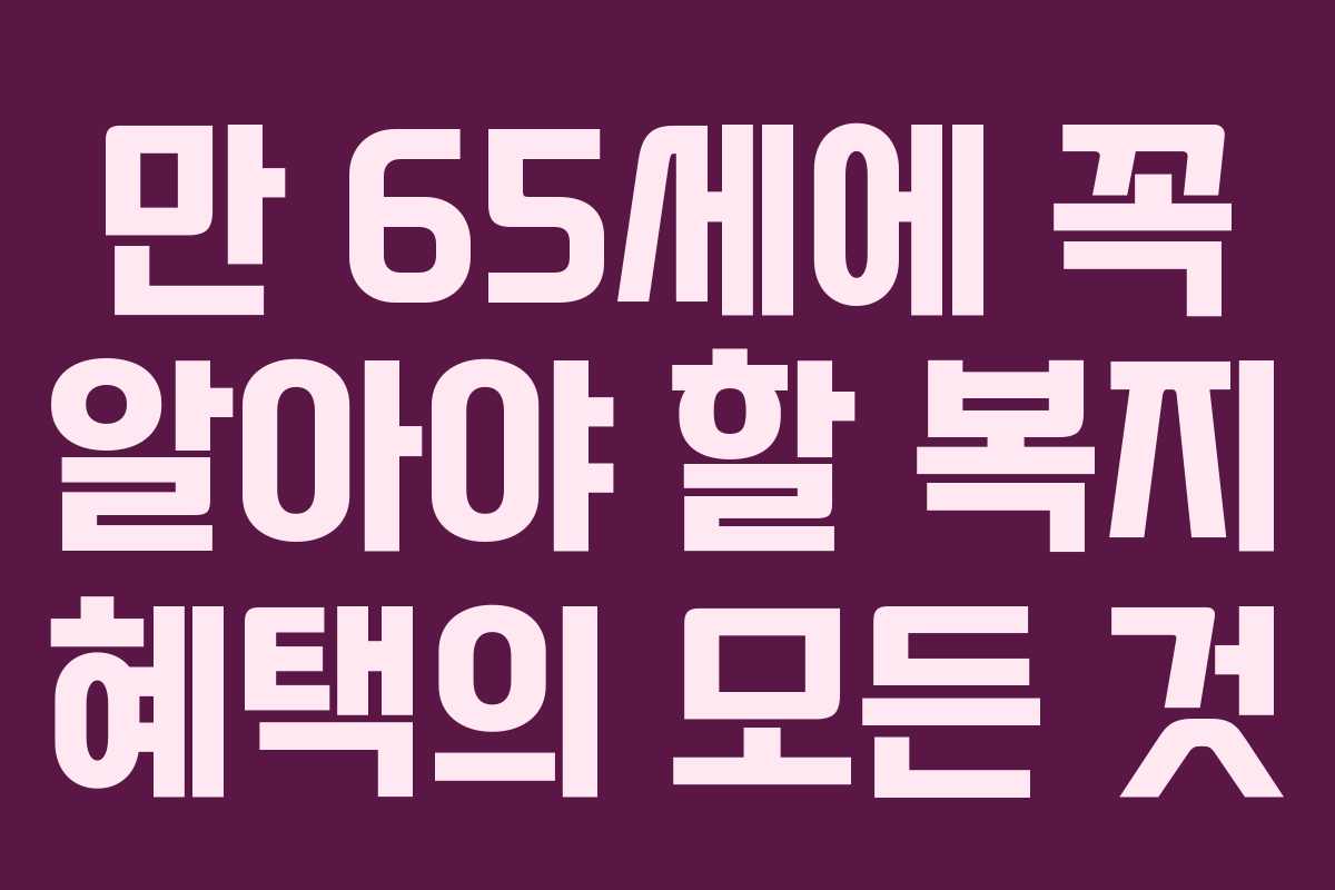 만 65세에 꼭 알아야 할 복지 혜택의 모든 것
