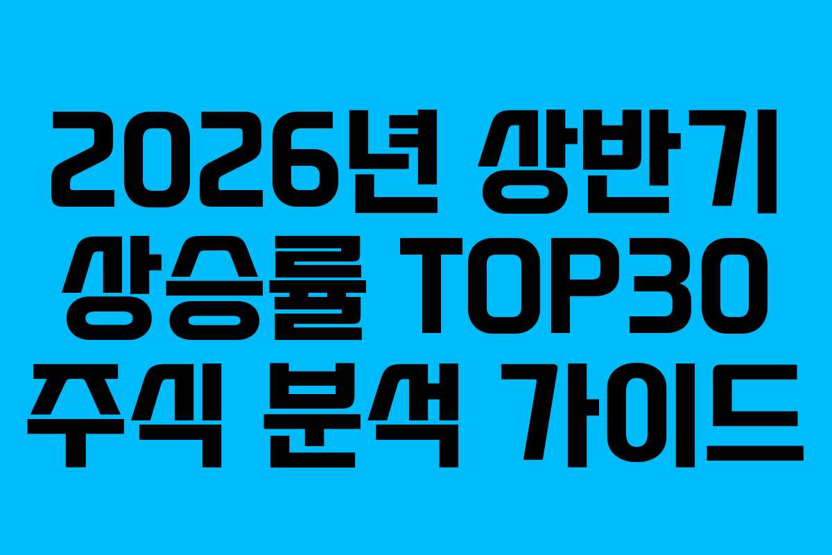 2026년 상반기 상승률 TOP30 주식 분석 가이드 2026년 상반기 상승률 TOP30 주식 분석 가이드