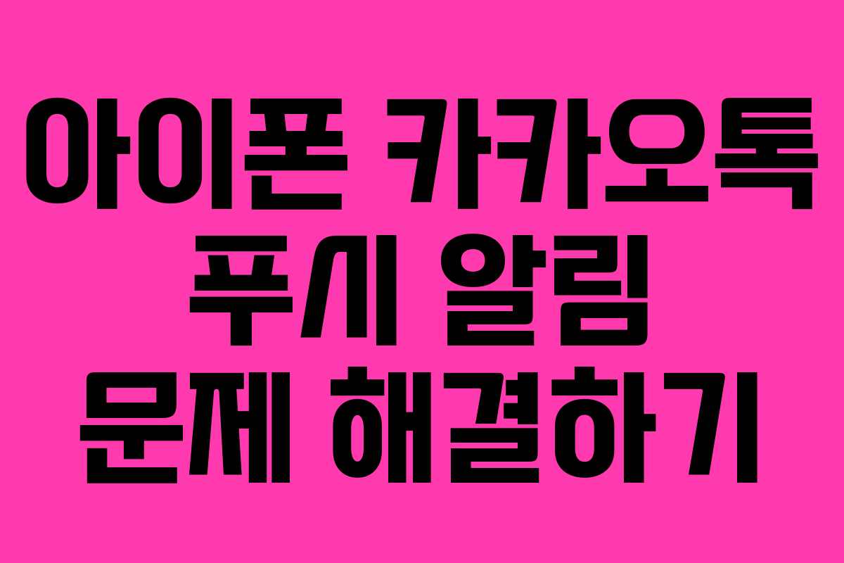 아이폰 카카오톡 푸시 알림 문제 해결하기
