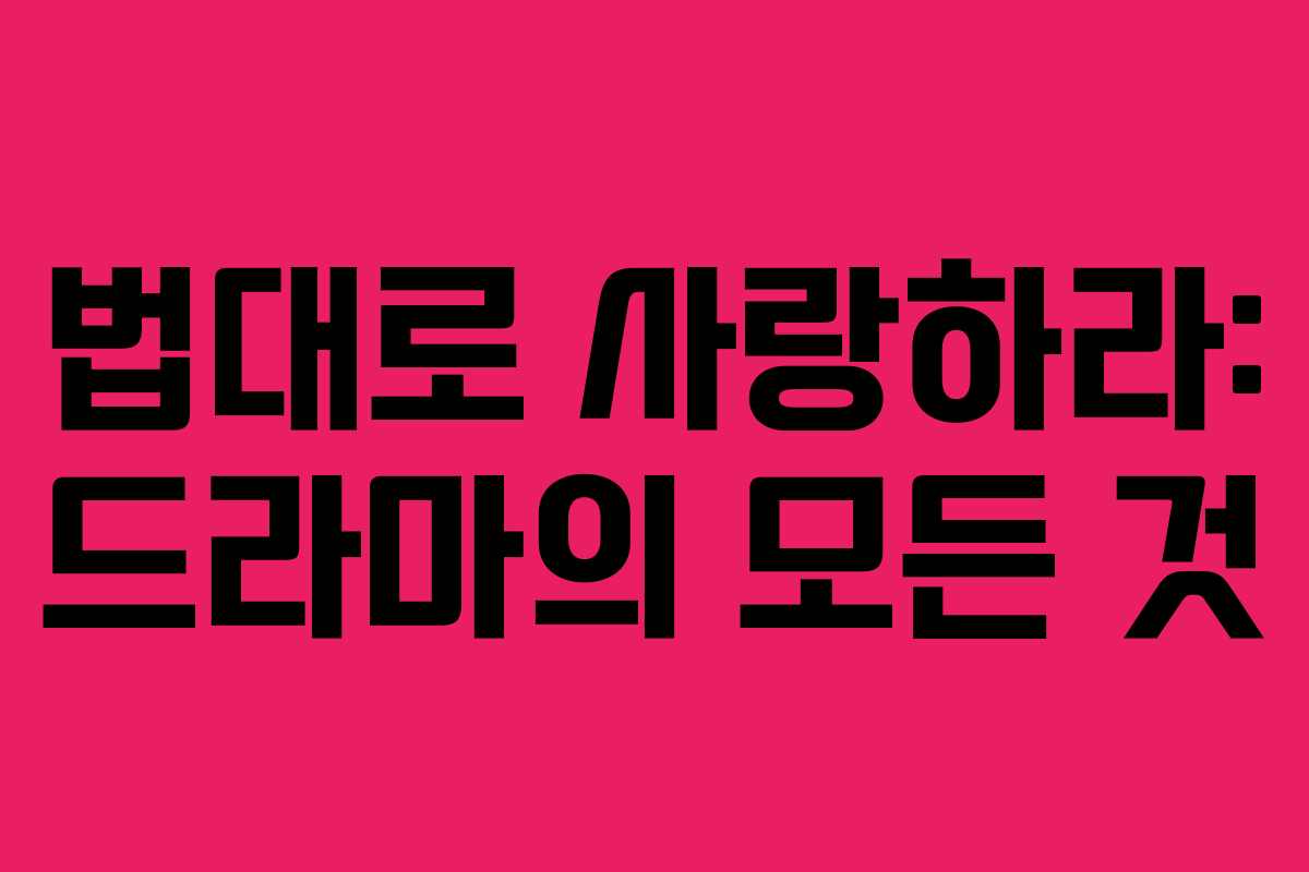 법대로 사랑하라: 드라마의 모든 것