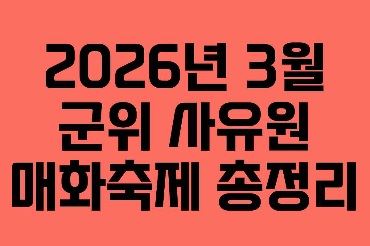 2026년 3월 군위 사유원 매화축제 총정리