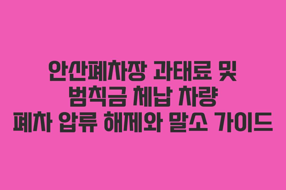 안산폐차장 과태료 및 범칙금 체납 차량 폐차 압류 해제와 말소 가이드