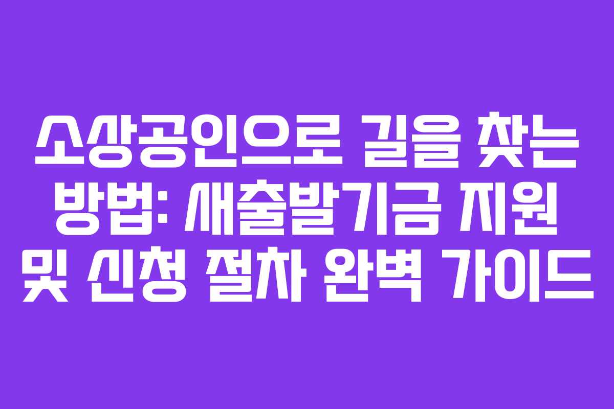 소상공인으로 길을 찾는 방법: 새출발기금 지원 및 신청 절차 완벽 가이드