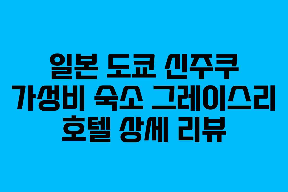 일본 도쿄 신주쿠 가성비 숙소 그레이스리 호텔 상세 리뷰