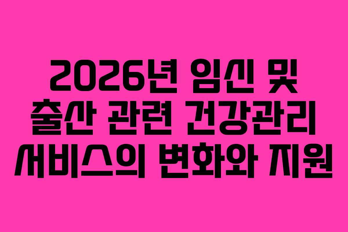 2026년 임신 및 출산 관련 건강관리 서비스의 변화와 지원