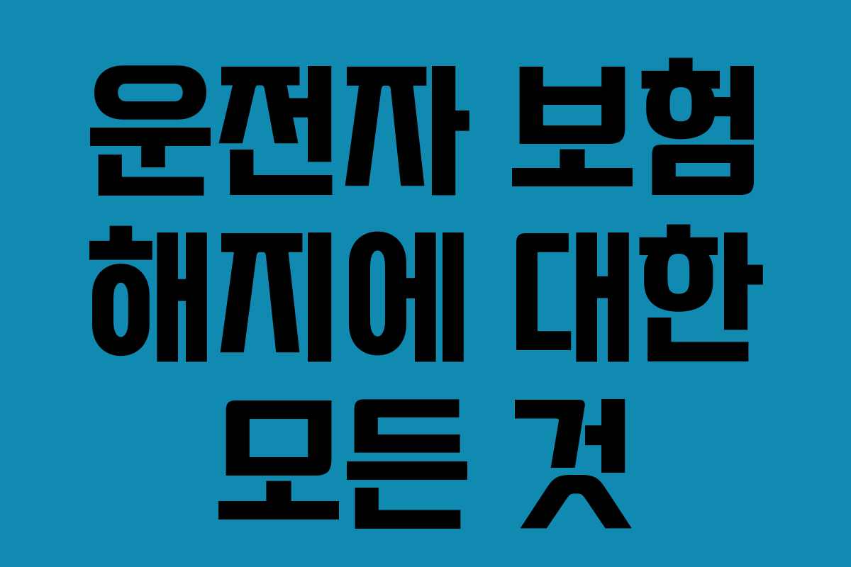 운전자 보험 해지에 대한 모든 것