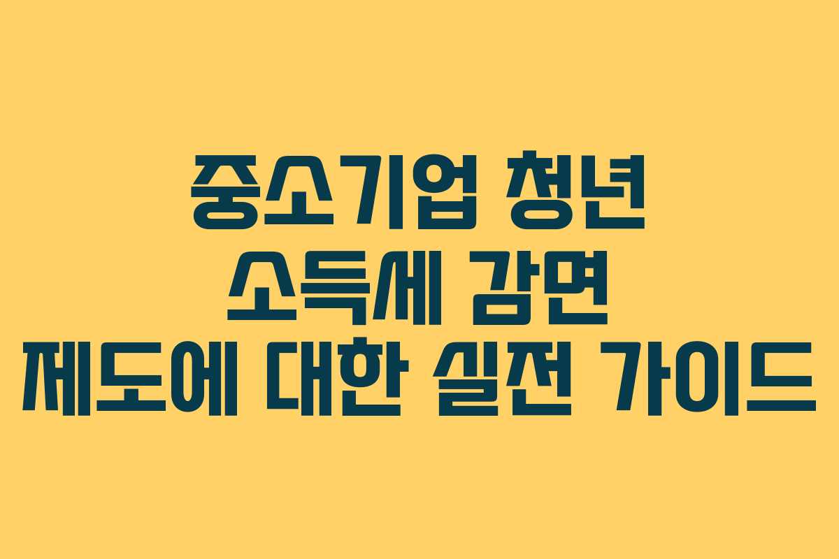 중소기업 청년 소득세 감면 제도에 대한 실전 가이드
