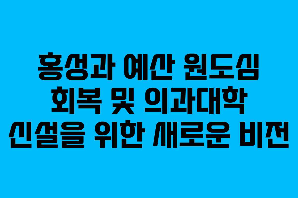 홍성과 예산 원도심 회복 및 의과대학 신설을 위한 새로운 비전