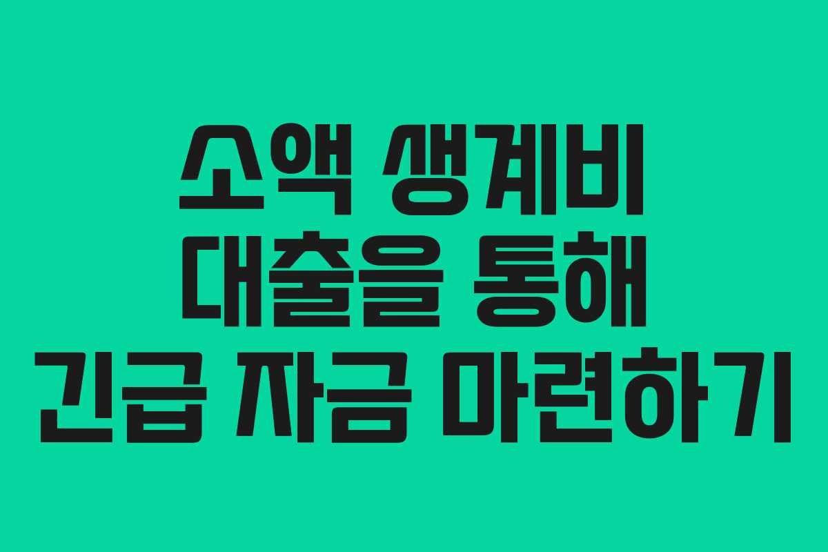 소액 생계비 대출을 통해 긴급 자금 마련하기