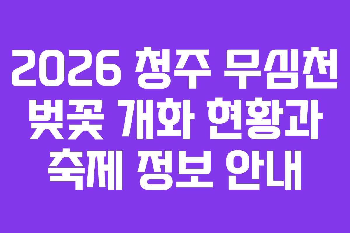 2026 청주 무심천 벚꽃 개화 현황과 축제 정보 안내