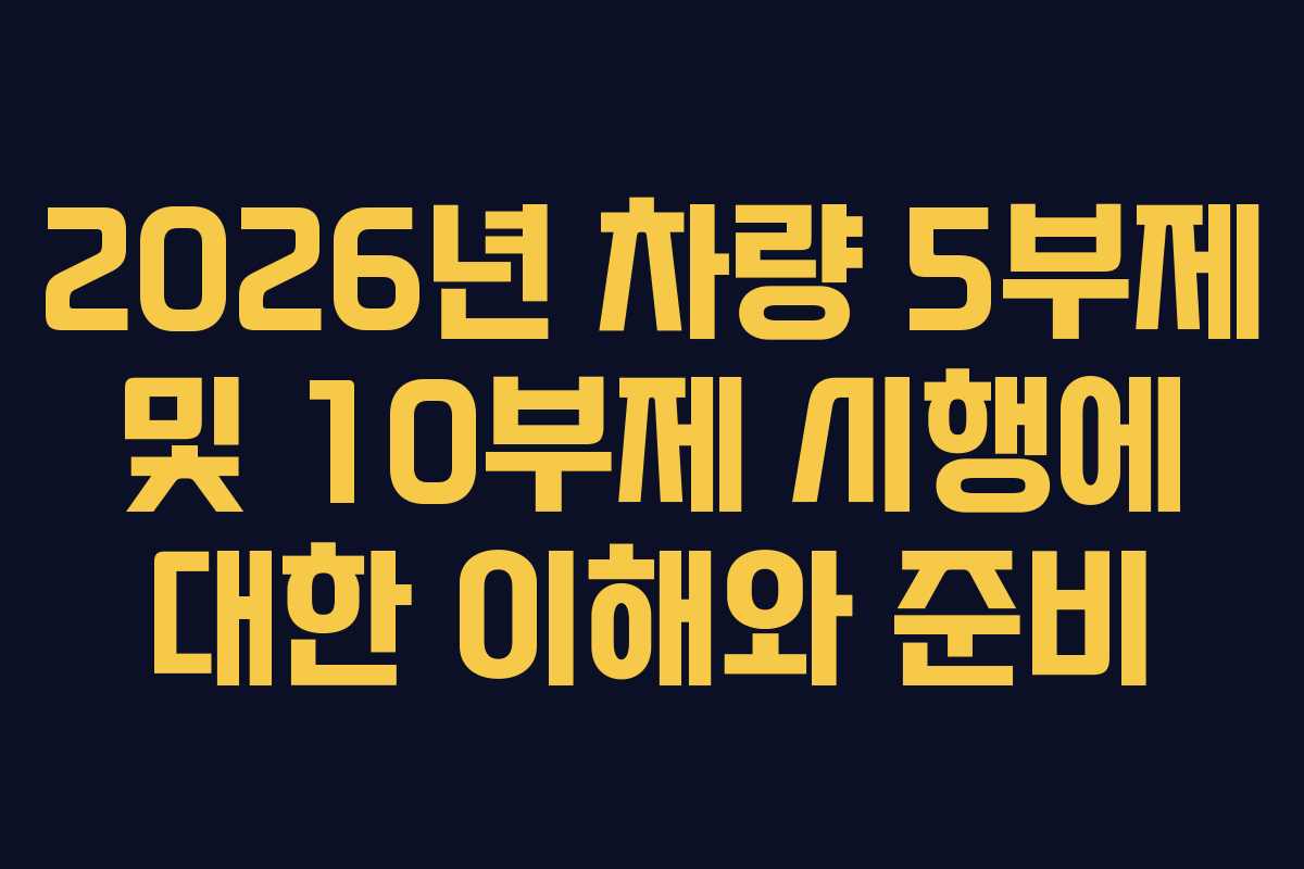 2026년 차량 5부제 및 10부제 시행에 대한 이해와 준비