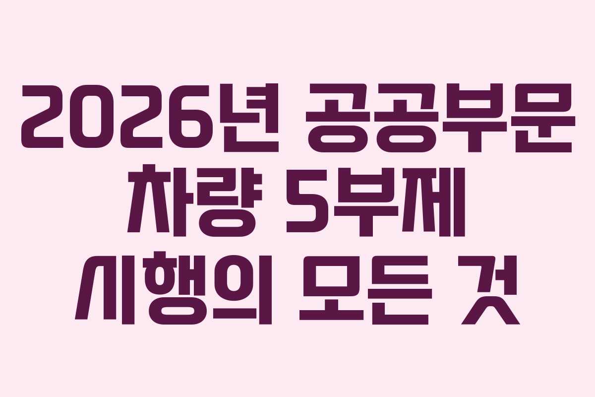 2026년 공공부문 차량 5부제 시행의 모든 것