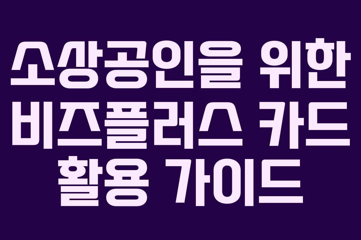 소상공인을 위한 비즈플러스 카드 활용 가이드