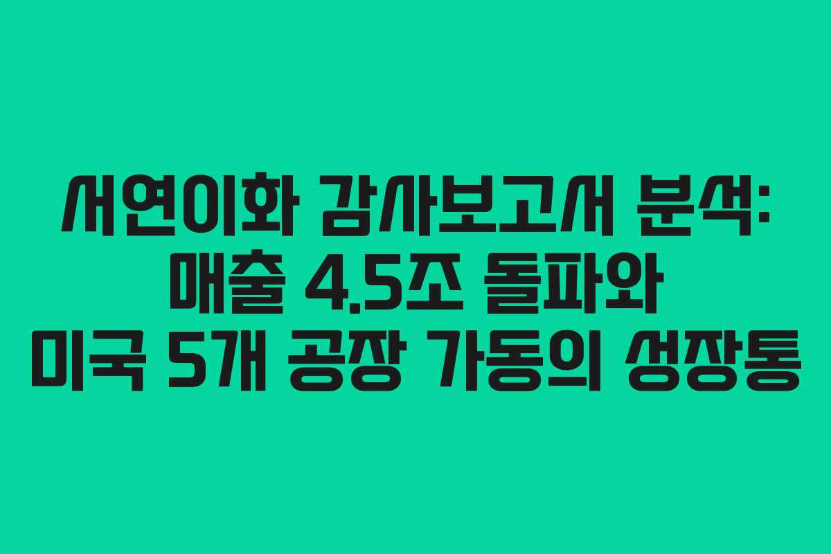 서연이화 감사보고서 분석: 매출 4.5조 돌파와 미국 5개 공장 가동의 성장통